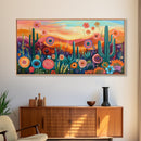 Southwest Desert Art, Boho Art, Wildflower Painting, Pink Orange Wall Art, Colorful Wall Art, Above Bed Wall Art, Canvas Print