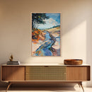 Minimalist landscape, wabi sabi wall art, rustic decor, above bed wall art, framed canvas print, neutral art, extra wide painting