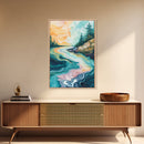 Swirling River Art, Abstract Nature Scene, Dreamy Landscape, Flowing Water, Boho Wall Art, Colorful Decor, Canvas Print