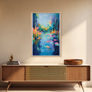 Water Lily Painting, Impressionist Landscape, Tranquil Pond Art, Botanical Prints, Nature Wall Art, Canvas Print