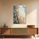 Ocean Shore Rocks, coastal wall art, surf wall art, beach house decor, nautical wall art, boho art, Framed Canvas Print