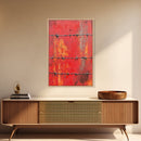 Barbed Wire, Chicano Art, Industrial Wall Art, Rustic Decor, Moody Art, Red Abstract Art, Framed Canvas Print, Gift Idea