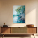 Mangrove Trees, coastal landscape art, tropical art, teal wall art, beach house decor, nautical wall art, Canvas Print, extra wide art