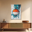 Nautical Buoy, nautical wall art, coastal decor, rustic wall art, gift idea, ocean painting, Framed Canvas Print, above bed wall art