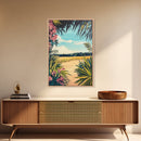 Tropical Landscape, palm tree painting, botanical prints, coastal landscape art, Canvas Print, living room art, wabi sabi wall art