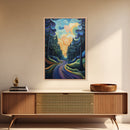 Fantasy Forest, pine tree art, forest at dusk painting, smoky mountain art, Canvas Print, moody art, tall skinny art, guest room art