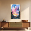 Sunset Beach, seascape painting, coastal wall art, nautical decor, panoramic painting, above bed wall art, framed canvas print
