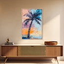 Palm Tree, tropical painting, coastal decor, surf wall art, Hawaii art, beach house decor, ocean painting, framed canvas print