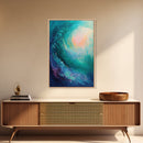 Ocean Wave, surf wall art, nautical decor, abstract seascape, beach house painting, blue and green wall art, framed canvas print