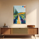 Vineyard Path, Tuscany painting, landscape painting, farmhouse art, rustic decor, above couch art, framed canvas print, wall art