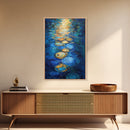 Golden Reflections, Water Art, Moody Painting, Canvas Print, Nautical Wall Art, Coastal Decor, Rustic Art, Living Room Art