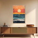 Vibrant Sunset Seascape Canvas Print, Beach House Art, Coastal Sunset Painting, Ocean View Wall Art, Nautical Home Decor, Serene Landscape
