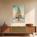 Winter Pine Tree Canvas Print Seasonal Landscape Art Snowy Forest Painting Nature Wall Art Christmas Home Decor Cozy Living Room