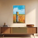 Rural Field Sign Canvas Print Country Landscape Art Farmhouse Wall Decor Rustic Nature Painting Warm Autumn Colors Cozy Home Aesthetic