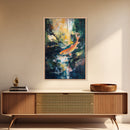 Abstract Koi Fish Painting Canvas Print Vibrant Water Art Modern Home Decor Zen Wall Art Office Nature Art Gift Meditation Artwork