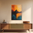 Volcano Eruption Landscape Framed Canvas Print Fiery Nature Wall Art Dramatic Sunset Mountain Scene Living Room Statement Piece