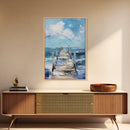 Wooden Pier Canvas Print Coastal Wall Art Beach House Decor Serene Ocean Painting Nautical Living Room Modern Home Gift
