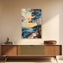 Sunset Seaside Painting Canvas Print | Coastal Wall Art | Ocean Sunset Decor | Beach House Art | Relaxing Landscape Artwork