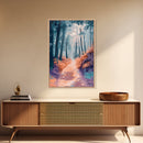 Enchanted Forest Path Framed Canvas Print | Mystical Woodland Art | Fantasy Landscape Painting | Nature Lover Wall Decor