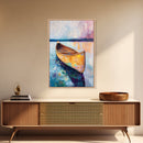 Wooden Canoe, Coastal Landscape Art, Nautical Wall Art, Seascape Painting, Lake Tahoe Art, Extra Wide Art, Framed Canvas Print