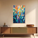 Vibrant Leaves, Botanical Art, Modern Abstract Art, Green Wall Art, Minimalist Art, Living Room Art, Canvas Print, Gift Idea