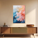Coral Abstract, coastal landscape art, pink abstract art, botanical prints, nautical wall art, Framed Canvas Print, ocean-inspired decor