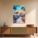 Palm Sunset, Coastal Cowgirl Wall Art, Southwest Wall Art, Surf Wall Art, Pink Orange Wall Art, Canvas Print, Extra Wide Art