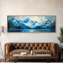 Mountain Lake Framed Canvas Print, Snowy Peak Nature Art, Adventure Home Decor, Alpine Forest Wall Art, Cabin Living Room Wall Decor