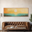 Golden Sunset Coastal Canvas Print, Minimalist Ocean Wall Art, Warm Beach Decor, Large Modern Art, Bedroom Wall Art, Nature Painting