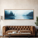Misty Lake Forest Art, Moody Nature Painting, Blue Foggy Landscape, Tranquil Cabin Decor, Scandinavian Wall Art, Bedroom Art