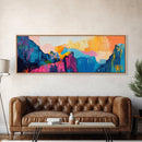 Colorful Mountain Reflections Canvas Print - Abstract Nature Wall Art, Vibrant Sunset Painting, Home Decor, Bold Artistic Statement