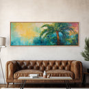 Tropical Palm Tree Canvas Print Colorful Beach Wall Art, Summer Vacation Vibes, Boho Coastal Painting, Vibrant Nature Inspired Decor