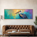 Pelican Abstract Framed Canvas Print Coastal Bird Wall Art, Vibrant Nautical Painting, Beach House Decor, Modern Wildlife Artwork