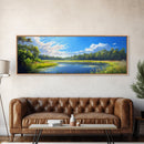 Scenic Lake Framed Canvas Print Nature Wall Art Peaceful Pond Painting Outdoor Retreat Decor Farmhouse Landscape Living Room Art