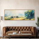 Country Gate Painting Rustic Farmhouse Landscape Art Tranquil Field Wall Decor Cozy Pastoral Artwork Entryway