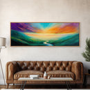 Vibrant Sky Journey Canvas Print, Colorful Sunrise Landscape, Abstract Nature Wall Art, Living Room Decor, Boho Dreamy Sunset Painting