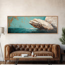 Coastal Rock Formation Framed Canvas Print, Ocean Cliff Painting, Nautical Wall Art, Beach House Decor, Textured Landscape Artwork