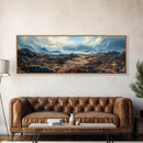 Moody Mountain Landscape Framed Canvas Print Dramatic Nature Art, Rustic Cabin Decor, Stormy Sky Painting, Wilderness Wall Art