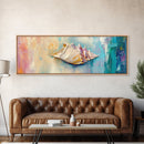 Textured Seashell Framed Canvas Print Beach House Decor, Coastal Wall Art, Pastel Ocean Painting, Nautical Theme, Home Decor