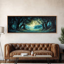 Enchanted Forest Framed Canvas Print Magical Woodland Scene, Nature Wall Art, Fantasy Art, Dark Green Landscape, Home Decor