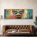 Tribal Mask, Vibrant Abstract, Bold Expressionism, Canvas Print, Boho Wall Art, Home Decor, Unique Artwork, Living Room Art