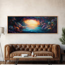 Hidden Cove, Cave Water Reflection, Mystical Wall Art, Framed Canvas Print, Fantasy Landscape, Dreamy Nature Scene, Moody Art, Deep Colors