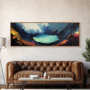 Volcanic Lake, Dramatic Scenery, Canvas Print, Dark Wall Art, Living Room Decor, Moody Landscape, Bold Colors, Office Wall Art