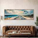 Coastal Highway Canvas Print, Ocean Road Painting, Scenic Landscape Wall Art, Travel Decor, Abstract Artwork, Office Wall Art