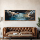 Tranquil Rocky Cove Canvas Print Nature Photography Wall Art, Serene Water Reflections, Modern Bedroom or Living Room Decor, Gift Idea