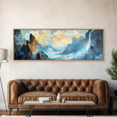 Abstract Mountain Waterfall Wall Art, Moody Landscape Painting, Modern Nature Art, Statement Artwork, Office Wall Decor