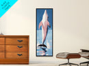 Leaping Dolphin, Ocean Wildlife, Canvas Print, Beach House Wall Art, Blue Coastal Aesthetic, Marine Life Art, Living Room Decor