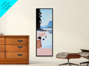 Serene Beach, Minimalist Landscape, Abstract Nature, Framed Canvas Print, Coastal Wall Art, Soft Blue and Pink, Living Room Wall Art