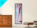 Western Girl, Cowboy, Vintage Style, Modern, Pink, Blue, Fashion Art, Feminine, Boho, Living Room, Framed Canvas Print
