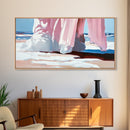 Flowing Dress, Beach Scene, Abstract Coastal Art, Modern Wall Decor, Living Room Art, Canvas Print, Pastel Minimalist Artwork, Feminine Decor